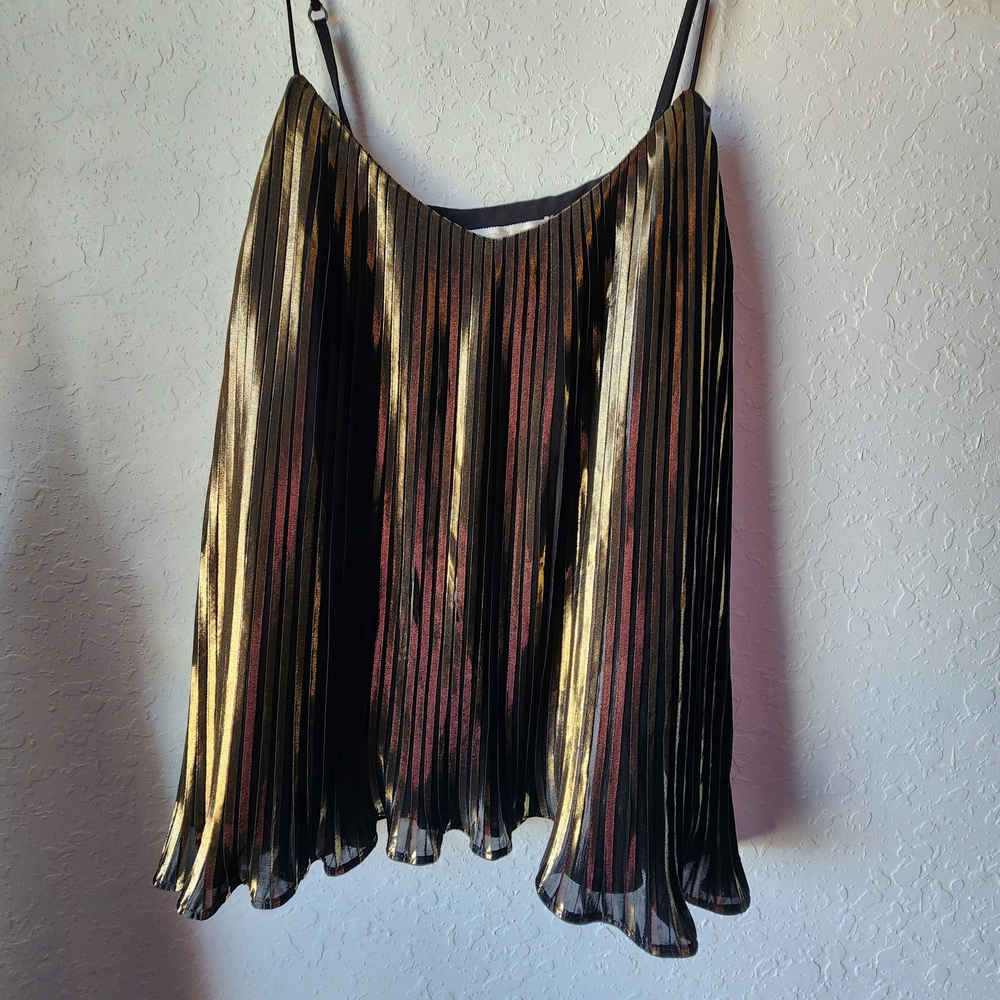 Abercrombie & Fitch Black and Gold Pleaded Camisole